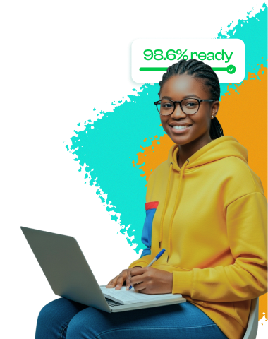 Student preparing with a laptop